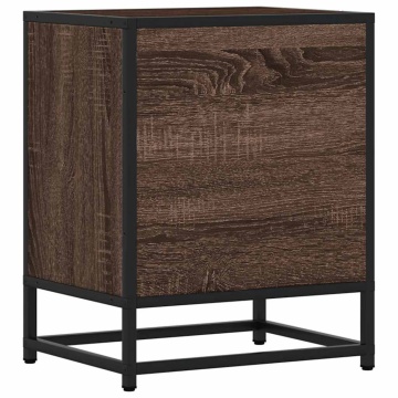 Noptiere 2 buc Stejar maro 40x31x50 cm Lemn prelucrat și metal - Img 7