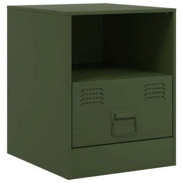Noptiere, 2 buc., verde olive, 34,5x39x44 cm, oțel - Img 5