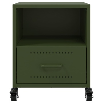Noptiere, 2 buc., verde olive, 36x39x43,5 cm, oțel - Img 8