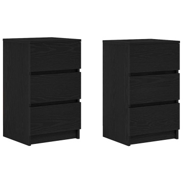 Noptiere cu 3 sertare 2 buc Negru 39x35x65 cm - Img 2