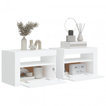 Noptiere cu LED-uri, 2 buc., alb, 60x35x40 cm - Img 6