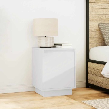 Noptiere cu lumini LED 2 buc Alb 38x34x50 cm - Img 8
