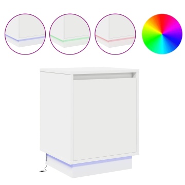 Noptiere cu Lumini LED 2 buc Alb 39x34,5x50 cm - Img 3