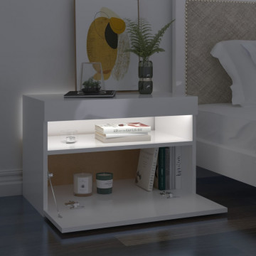 Noptiere cu lumini LED, 2 buc., alb extralucios, 60x35x40 cm - Img 4
