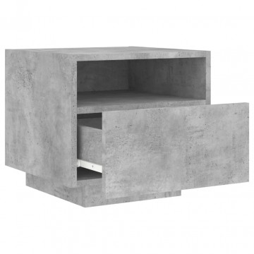 Noptiere cu lumini LED, 2 buc., gri beton, 40x39x37 cm - Img 5