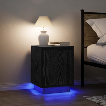 Noptiere cu lumini LED 2 buc Negru 38x34x50 cm - Img 1