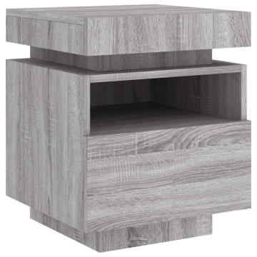 Noptiere cu lumini LED, 2 buc., sonoma gri, 40x39x48,5 cm - Img 5