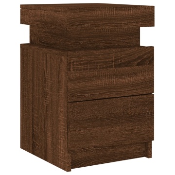 Noptiere cu lumini LED, 2 buc., stejar maro, 35x39x55 cm - Img 5