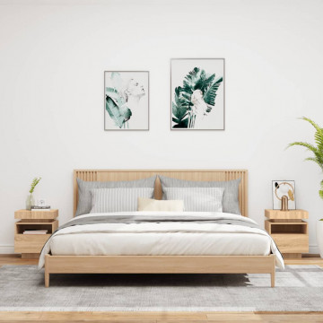 Noptiere cu lumini LED, 2 buc., stejar sonoma, 40x39x48,5 cm - Img 3
