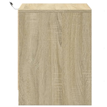 Noptiere cu lumini LED, 2 buc., stejar sonoma, lemn prelucrat - Img 6