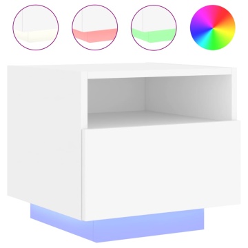 Noptiere cu lumini LED, alb, 40x39x37 cm - Img 2