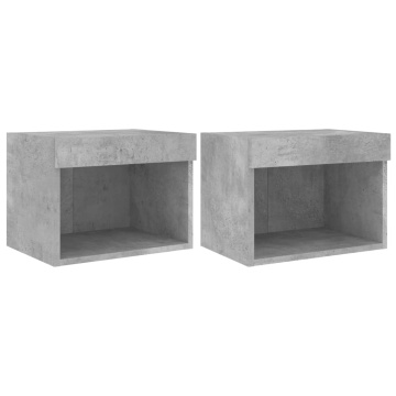 Noptiere cu lumini LED montate pe perete, 2 buc., gri beton - Img 2