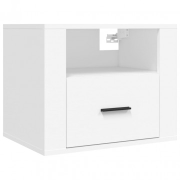 Noptiere de perete, 2 buc., alb, 50x36x40 cm - Img 7