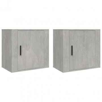 Noptiere de perete, 2 buc., gri beton, 50x30x47 cm - Img 2