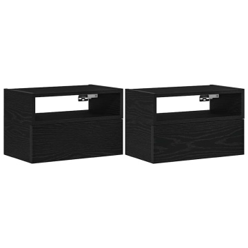 Noptiere de perete, 2 buc., negru, 45x26x28,5 cm - Img 2