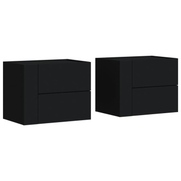 Noptiere de perete, 2 buc., negru, 45x30x35 cm - Img 2
