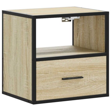 Noptiere de perete, 2 buc., stejar sonoma, 40x31x39,5 cm - Img 5