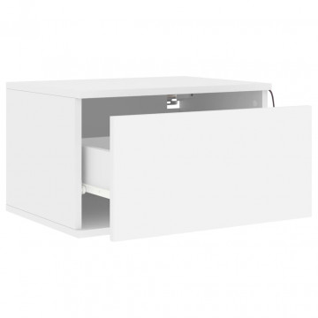 Noptiere montate pe perete cu lumini LED, 2 buc., alb - Img 6