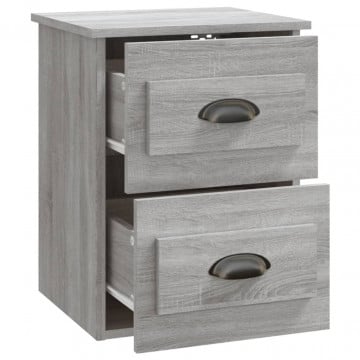Noptiere suspendate pe perete, 2 buc., gri sonoma, 41,5x36x53cm - Img 7