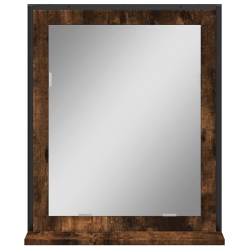 Oglindă baie cu raft stejar fumuriu 50x12x60 cm lemn prelucrat - Img 4