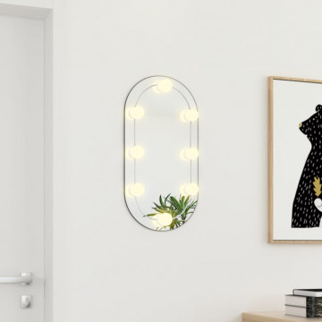Oglindă cu lumini LED, 60x30 cm, sticlă, oval - Img 3
