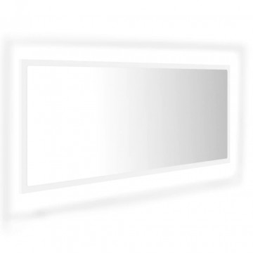 Oglindă de baie cu LED, alb, 100x8,5x37 cm, PAL - Img 2
