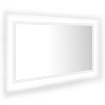 Oglindă de baie cu LED, alb, 80x8,5x37 cm, acril - Img 2