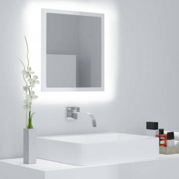 Oglindă de baie cu LED, alb extralucios, 40x8,5x37 cm - Img 1