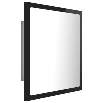 Oglindă de baie cu LED, negru extralucios, 40x8,5x37 cm - Img 7