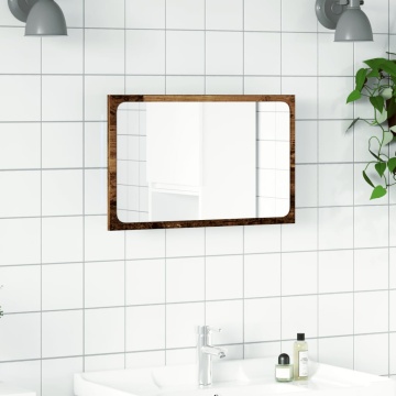 Oglindă de baie cu lumină LED, lemn vechi, 60x8,5x38 cm - Img 4