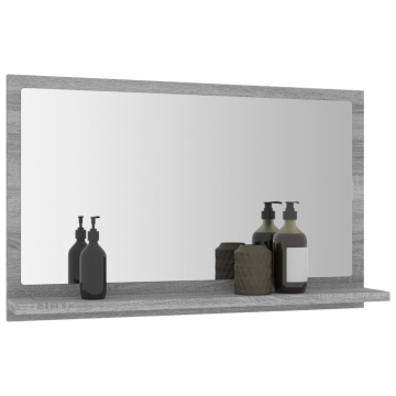 Oglindă de baie, gri sonoma, 60x10,5x37 cm, lemn compozit - Img 5