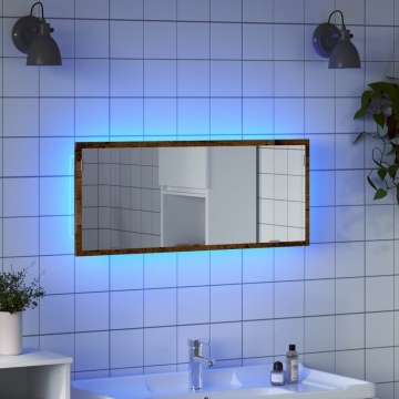 Oglindă de baie LED lemn vechi, 100x8,5x37 cm lemn prelucrat - Img 1