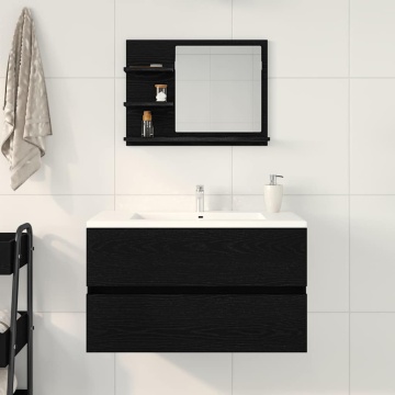 Oglindă de baie Stejar negru 60x10,5x45 cm lemn prelucrat - Img 3