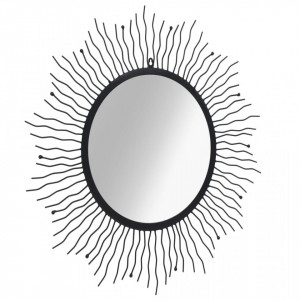 Oglindă de perete de grădină, negru, 80 cm, raze de soare - Img 2