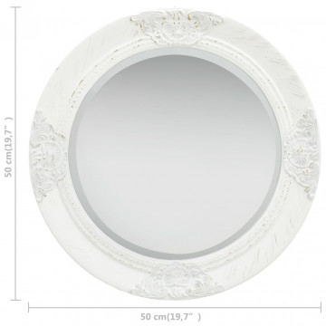 Oglindă de perete în stil baroc, alb, 50 cm - Img 5