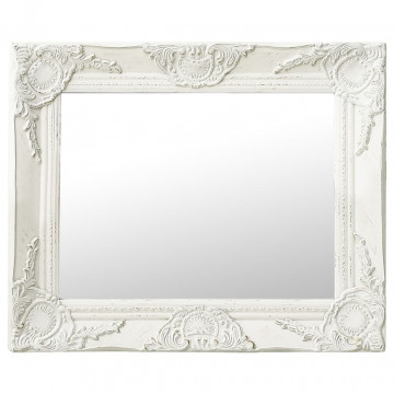 Oglindă de perete în stil baroc, alb, 50 x 40 cm - Img 1