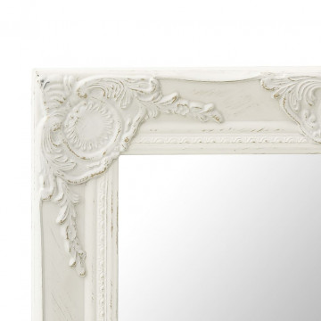 Oglindă de perete în stil baroc, alb, 50 x 40 cm - Img 4