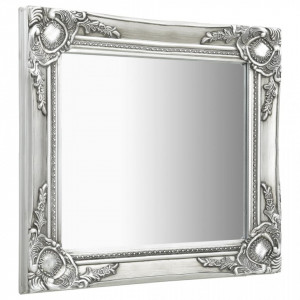 Oglindă de perete în stil baroc, argintiu, 50 x 50 cm - Img 2