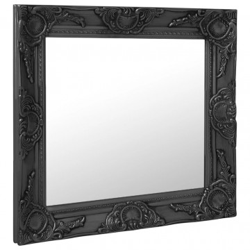 Oglindă de perete în stil baroc, negru, 50 x 50 cm - Img 2