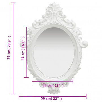 Oglindă de perete în stil Castle, alb, 56 x 76 cm - Img 5