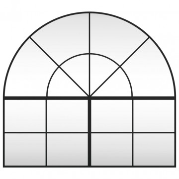 Oglindă de perete, negru, 100x90 cm, arcuită, fier - Img 3
