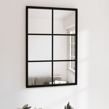 Oglindă de perete, negru, 60x40 cm, metal - Img 1