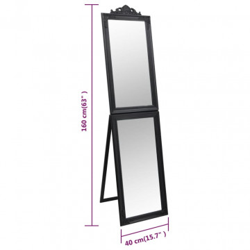 Oglindă de sine stătătoare, negru, 40x160 cm - Img 6