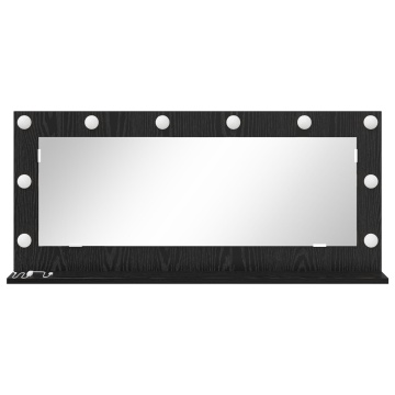Oglindă de toaletă cu lumini LED Stejar negru 100x45x18 cm - Img 3