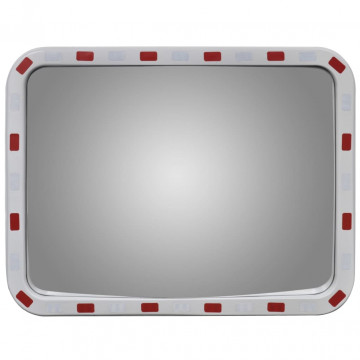 Oglindă de trafic convexă dreptunghiulară, 60 x 80 cm, cu reflectoare - Img 2