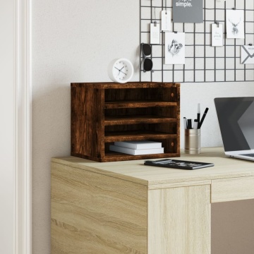 Organizator birou, stejar fumuriu, 36x26x29,5 cm lemn prelucrat - Img 3