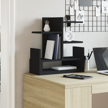 Organizator de birou, negru, 49x20x52,5 cm, lemn prelucrat - Img 3