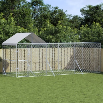 Padoc de exterior cu acoperiș argintiu 6x2x2,5m oțel galvanizat - Img 1