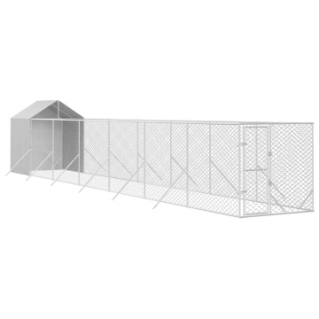 Padoc exterior cu acoperiș argintiu 2x14x2,5 m oțel galvanizat - Img 3