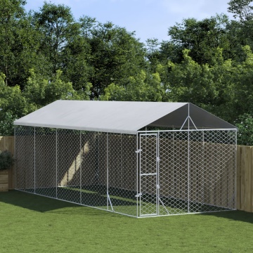 Padoc exterior cu acoperiș argintiu 3x7,5x2,5 m oțel galvanizat - Img 1